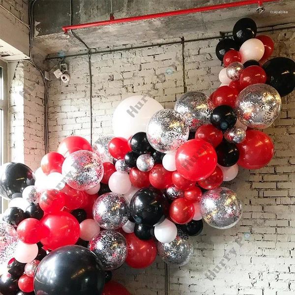 Decoração de festa 129pcs Ballo Black Garland Arch Kit Red Ballon Graduação Decorações de aniversário Suprimentos