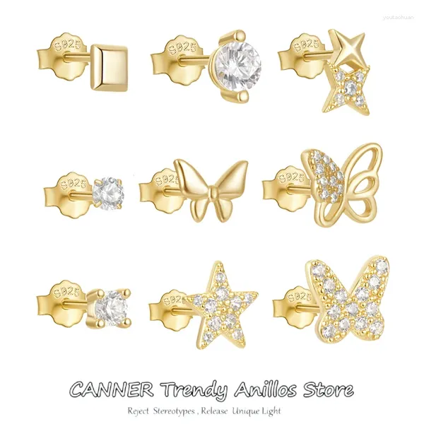 Stud Cüping Canner 925 STERLING Gümüş Kelebek Yıldız Zirkon Basit Pentientes Kore Traend y2k Güzel Piercing Jewel