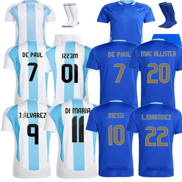 2024 2025 Maglie di calcio Argentina Messis Otamendi de Paul National Team Copa Dybala Martinez Kun Aguero Maradona Shirt di calcio anti-pilling Men Di Maria Kids Kits