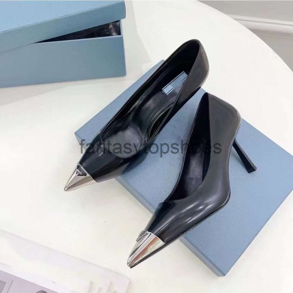 Praddas Pada Prax PRD 75 mm Eisenkopf Pumpe Sandalenschuhe Frauen Dreieck Schnalle High Heels Stiletto Heel Spitze Zehen Braut Hochzeitsfeier Schuh Echter Leder Slingback Clas