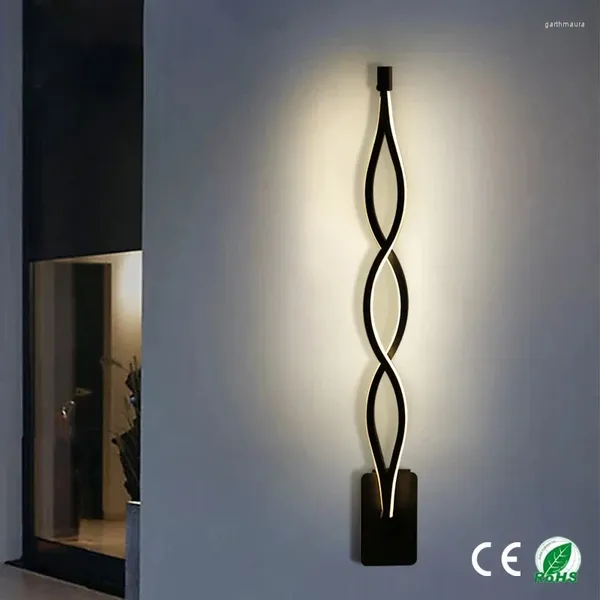 Wandlampen moderne minimalistische 16W 20W 90-260V LED LED LICHT LICHT HOLRIDOR Schwarz weißer Gang Schlafzimmer Dekoration Beleuchtung
