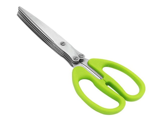 5 Layers Kitchen Scissors Bar Edelstahl Kochwerkzeuge Sushi Sushi Sushded Scalion Cut Kräuter Gewürze Messer 195cm75 cm5712986