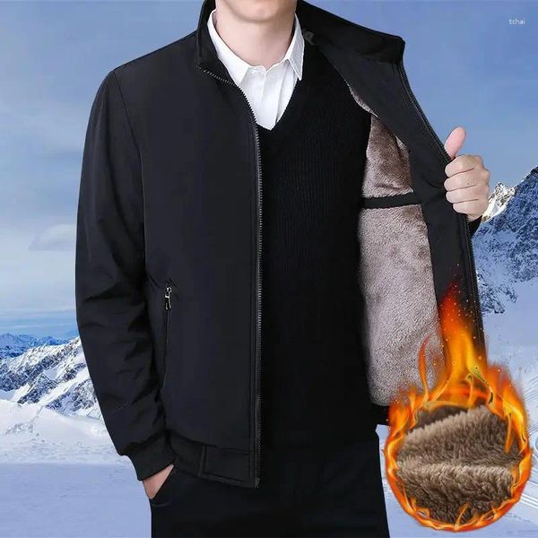 Мужские куртки Осень Зимние мужчины сгущают флис теплый куртка мода воротние свободное повседневное расстояние большого размера 8xl кардиганы с длинным рукавом