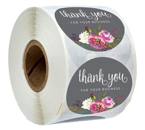 500pcsroll florel grazie adesivi grazie per la tua azienda con rivestimento per etichetta per etichetta di carta rivestita a mano Invitat4704780