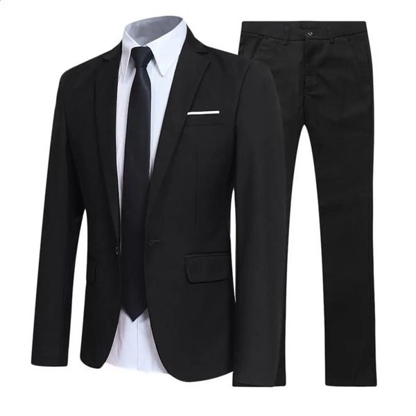 Stume da uomo set collare collare business formale maschio blazer pantaloni intervista di lavoro per il gentiluomo del matrimonio 240430
