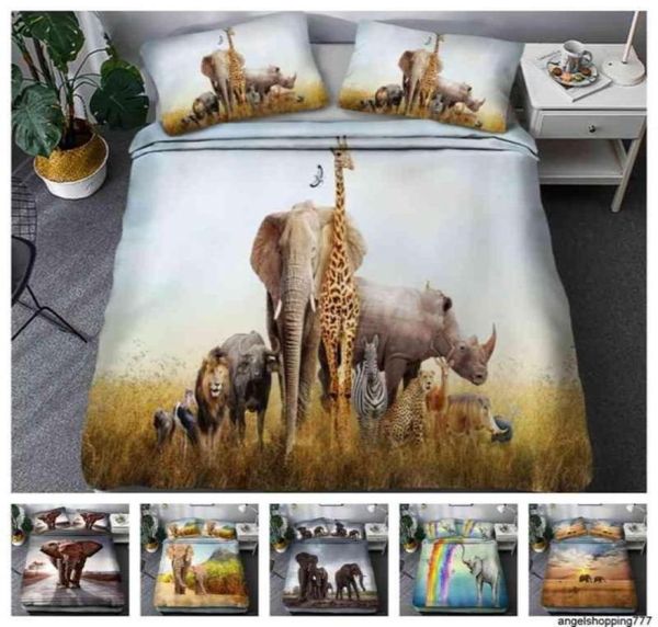 Bianchetto da letto in stile 3D Digital Elephant Printing 23pcs copripiumino set singolo doppio doppio regina completo King King camera decorazioni20947974640577