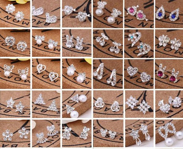 45 estilos Creative Ear Studs Fashion Snowflake Beer Crystal Rhinestone Brincos de Pearl para Jóias Presente EA0807258238