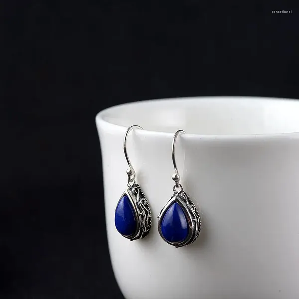 Brincos de balanço fnj lapis natural lazuli 925 prata pura original S925 Sterling Drop Brincho