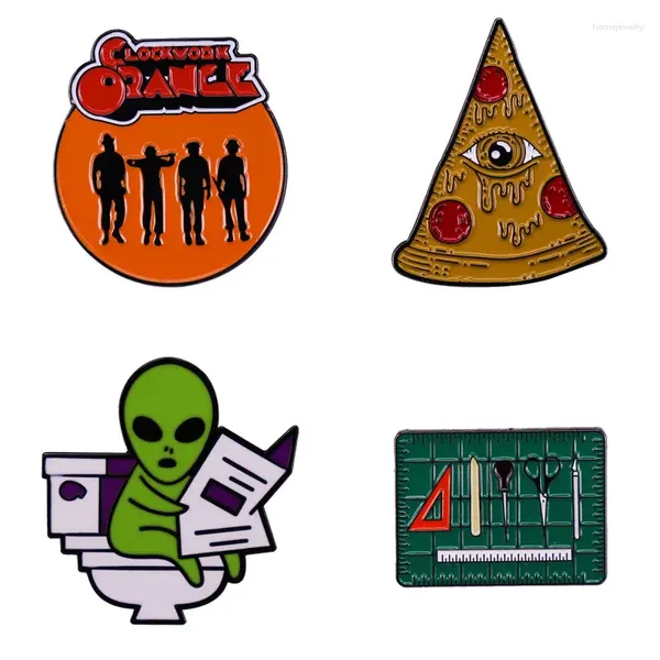 Broches animados desenho animado metal pin engraçado verde alien alienígena broche jeane jeashet backpack badge decoração homens homens jóias de jóias