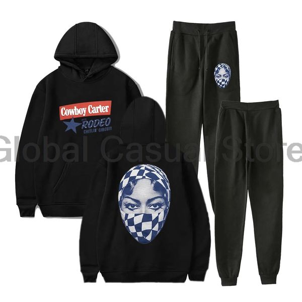 Beyonce Cowboy Carter Album Hoodie Jogger Hosen zweiteiliger Set Sweatshirtswatpants Männer Damen Sets 240429