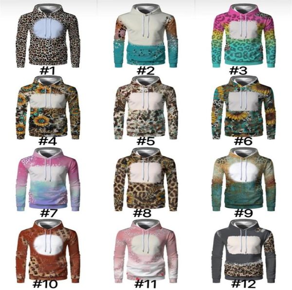 UPS UPS Sublimation Bleached Hoodies Party Supplies Trasferimento di calore Shirt candeggina vuota completamente poliestere statunitensi per uomini donne5010046