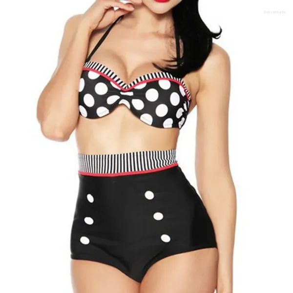 Damenbadebekleidung Drop 2024 süßeste Retro Badeanzug Vintage Pin Up hoch Taillen Bikini Set S/M/L/XL für Frauen Schwimmen Badeanzug