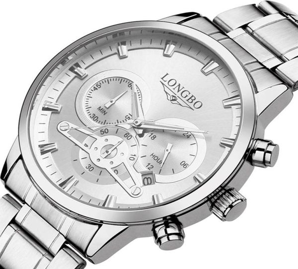 Longbo Top Brand Luxury Men Watches Full Steel Band wasserdichtes Datum Quartz Watch MEN Casual Armbandwatch Relogio Maskulino299z2375827