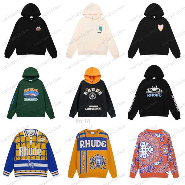 Herren Hoodies Sweatshirts Herren Hoodies Rhude Hooded Männer Frauen Designer Hoodies Modebretter Drucken Pullover Winter Sweatshirtswpx0