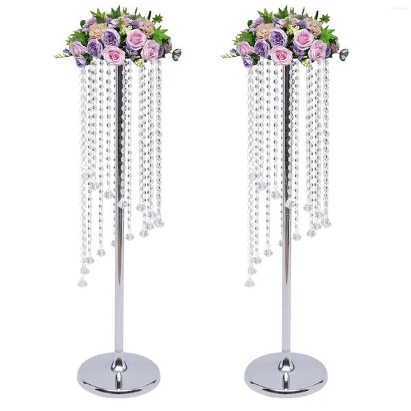 Vasos 2 PCS Piso de 35.4 polegadas Vase Wedding Centerpieces Stands Flower Alto prateado