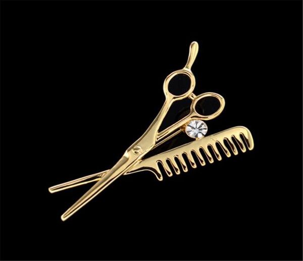 Тенденция модных аксессуаров Comb Nigssors Corsage Brooch Pin Высококачественный моделируемый вариант украшения страза