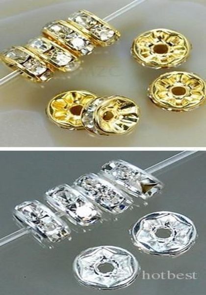 8mm White Crystal Spacerghd Metal Gold Prata banhado a cada cor 500 PCs rondelle shinestone contas soltas DIY Making Fit Bracelet1018633