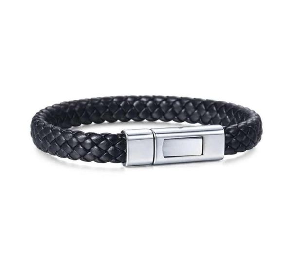 Charm Armbänder Herren Leder Black geflochten