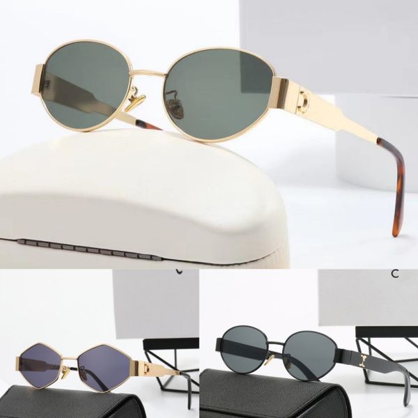 Frauen Luxus hochwertiger ovaler Rahmen Ladies Sonnenbrille Herren Metallschlempel Grüne Linsen Designer Sonnenbrille Retro kleiner runder Rahmen Gleicher Rahmen