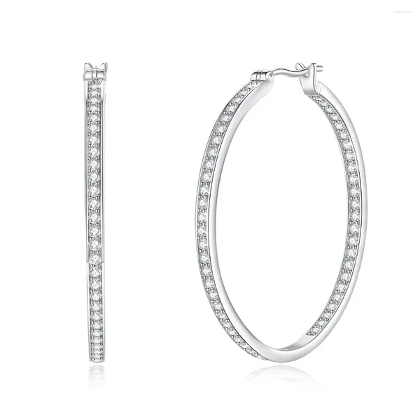 Orecchini per borchie Classic Full Moissanite Hoop for Women Couple Accessori Silver 925 Sparkling Diamond Gemstone Fine Wedding Jewelry