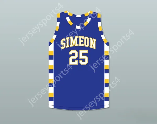 Custom Nay Mens Youth/Kinder Benji 'Wilson 25 Simeon Career Academy Wolverines Royal Blue Basketball Trikot Top S-6xl