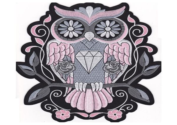 Fashion Night Owl Pink traseiro bordado traje de vôo Patch Motorcycle Patch Iron on Colet Jacket Bird of Minerva Badge 5587241