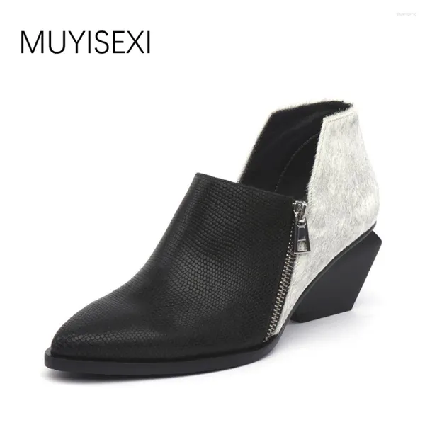 Boots Muyisexi осень для женщин подлинный кожаный консерный руч.