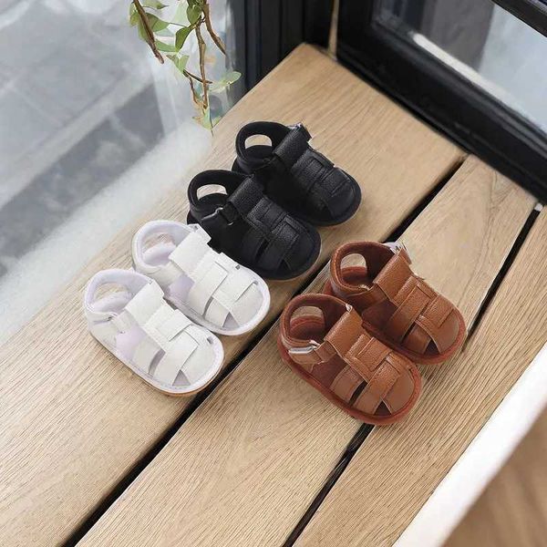 Erste Wanderer 0-18 Meter Neugeborene Babyschuhe für Jungen und Mädchen Sommer PU Weiche Gummi-Sohle Anti-Slip Erster Schritt Wandersandalen H240504