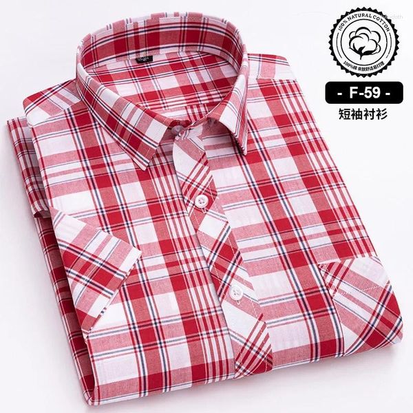 Camicie casual maschile a manica corta estiva per uomo cotone morbido tonificabile camicia da business classica da business Asia dimensioni