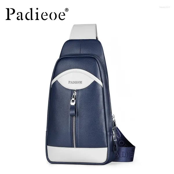 Bolsas de cintura Padieoe Casual Cell Teleple Saco de aba de couro genuíno de couro masculino de pacote de peito Viagem de alta qualidade masculino crossbody