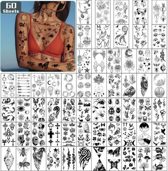 Mershine 60 fogli piccoli adesivi per tatuaggi temporanei impermeabili di immagini uniche o totem per bambini donne19055236193703