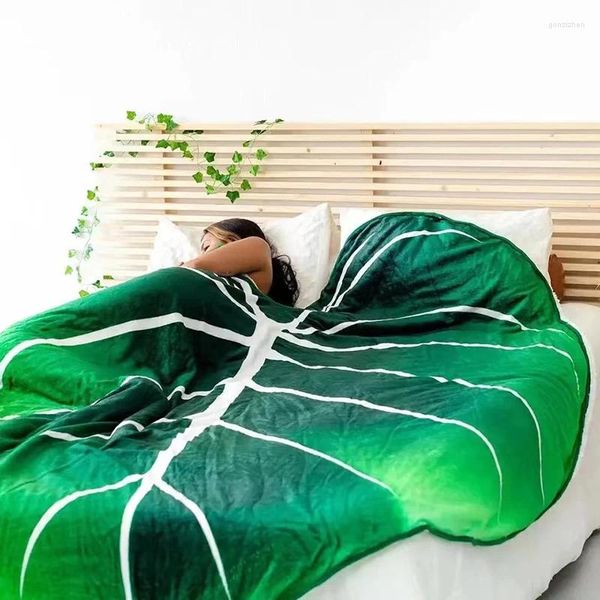 Cobertores personalizados super macios gigantes folhas de cama de cama planta decoração caseira joga toalhas quentes