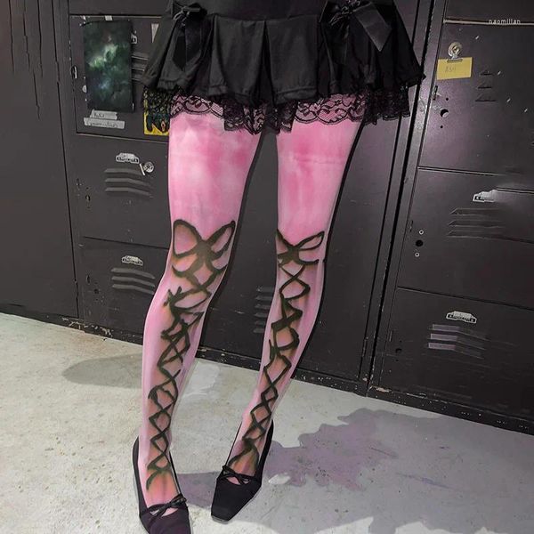 Damen -Leggings Gtpdpllt Pink Print sehen durch Mesh Y2k Sexy Hosen Streetwear Mode 2024 Sommer Kleidung Frauen Bottoms