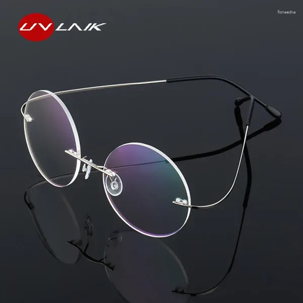 Sonnenbrillen Frames uvlaik retro runden Titanlegungsbrillen Rahmen Männer Frauen super elastische rahmenlose Männer -Frauen -Metallbrillen