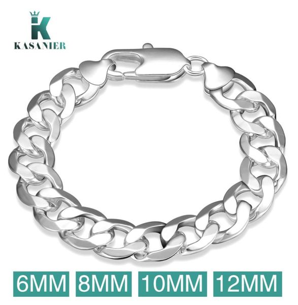 Correnturas de pulseira masculina Kasanier pulseira de prata de aço inoxidável para homens e mulheres Curb Cuban Davieslee Jóias 4681012mm new5204641