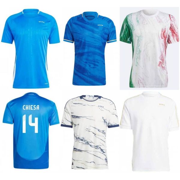 2024 Italia Soccer Jersey Men 125th Anniversary Pellegrini DiMarco Bonucci Verratti Pinamonti Shirt Football Youth Raspadori Gnonto Politano Grifo Zaniolo Kids