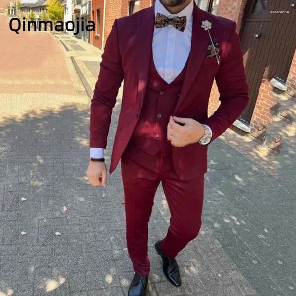 Мужские костюмы Trajes elegante para hombres elegant Мужчины Slim Fit Lapel 3 штуки жениха свадебные смокинг