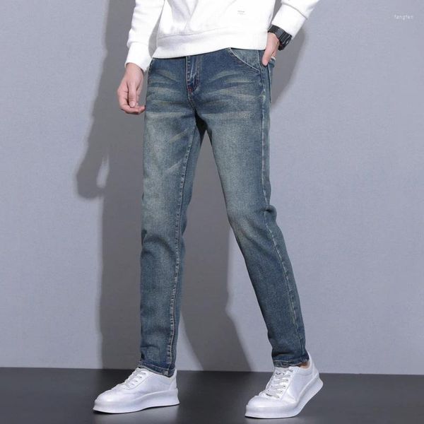 Jeans de jeans masculinos elásticos elásticos de alta qualidade Slim coreano Brand Brand Fashion Dropship calça masculina