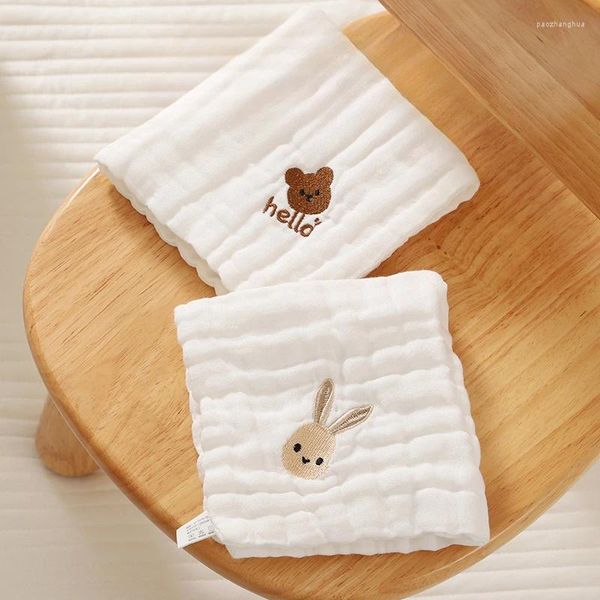 Cobertores 6 camadas Bordado de algodão Baby Saliva Toalhas Hand lenços de rosto nascidos Bib Kids Handkief Toddler