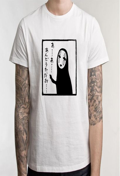 Anime japonês Spirited Away Tam Sirt Men Studio Mask no rosto camisetas shortsleeves casuais desenho animado camise