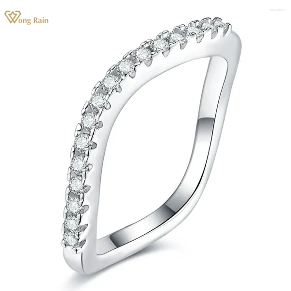 Cluster Rings Wong Rain 925 стерлинговый серебро D Цвет GRA Real Moissanite Diamonds Gemstone Пара Row Ring Warder Fand