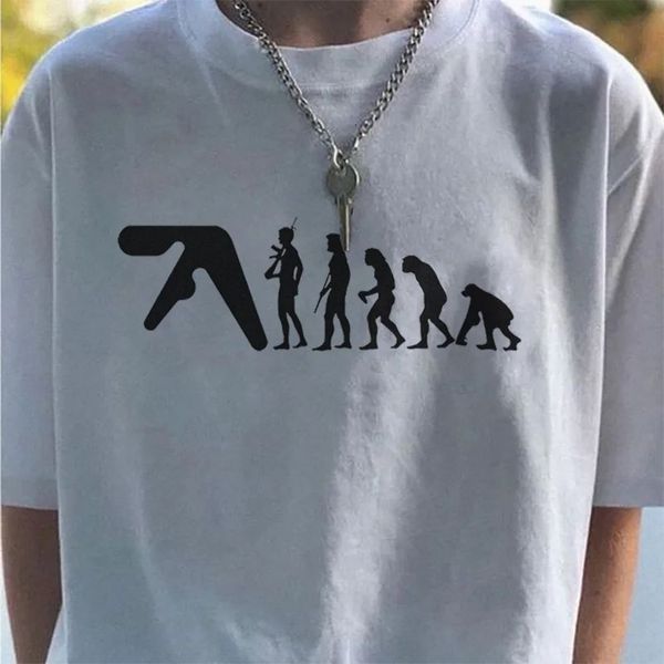 T-shirt masculino Aphex gêmeo de algodão de grandes dimensões harajuku manga curta tee y2k streetwear moda coreana moda vintage roupas estéticas 240504