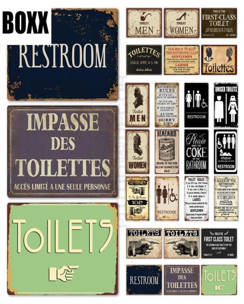 Toilettenschild Plaque Metall Vintage Badezimmer Metallschild Zinnschild Wanddekoration für Toilettenbad Toilette3469531