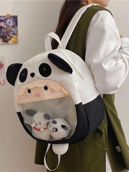 Сумки для хранения милая панда ita bag рюкзаки большие мощные плюшевые кукол Девушка боль Японская универсальная мини -школа молодежи 2024