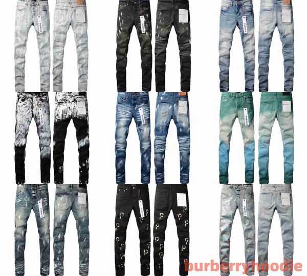 Erkekler Kot Tasarımcı Mor Marka Erkek Pantolon Yaz Deliği Yaz Deliği Kalitesi Jean Denim Pantolonlar Erkekler Mor Kotlar 81XOMX