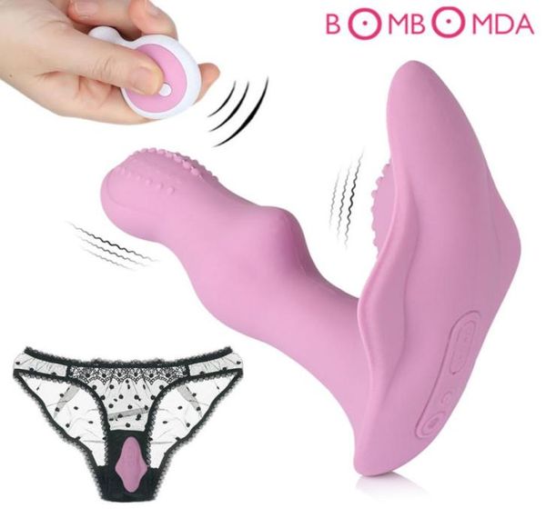 Butterfly Dildo Vibrator for Women Clitoris Estimulador Erótico Toys Sex Shop Wireless Remote Remote Panties Brinquedos sexuais de vibrador para adulto Y19438149