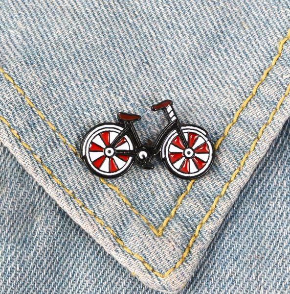 Red Bike Emaille Pin Cartoon Fahrrad Badge Brosche Revers Pin Denim Jeans Taschen Hemd Kragen coole Schmuck Geschenk für Kinder Freunde6898363
