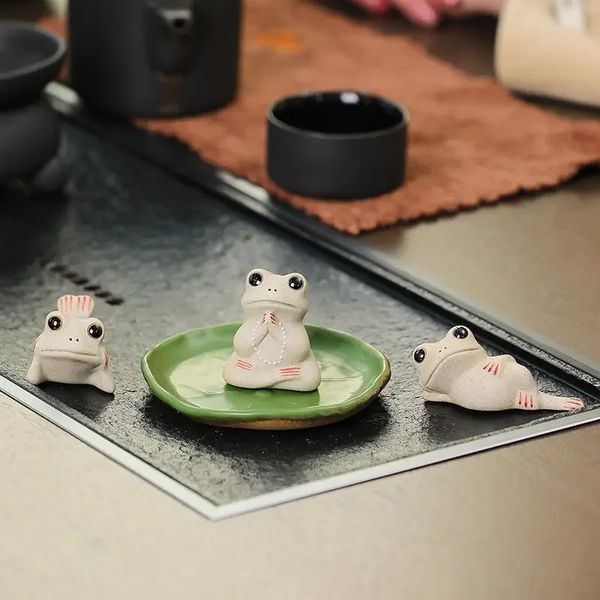 Керамическая лягушка форма чайные домашние животные китайский кунг -фу настольные украшения украшения украшения zen lotus