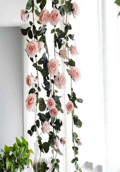 18m Flores artificiais Austrália Vine Silk Rose Pink Branco floral vermelho para decoração de casamento Vinhas penduradas Garland Decor2082574