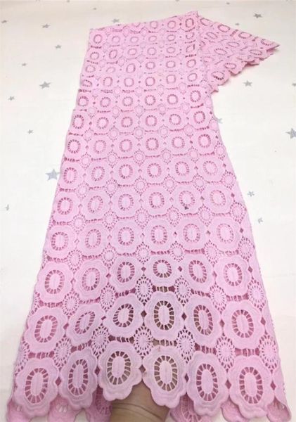 Baby Pink 100 Cotton Materials Materiais Africanos Cordeiros Tecido Swiss Guipure Lace Vestidos de noiva para Women1915863